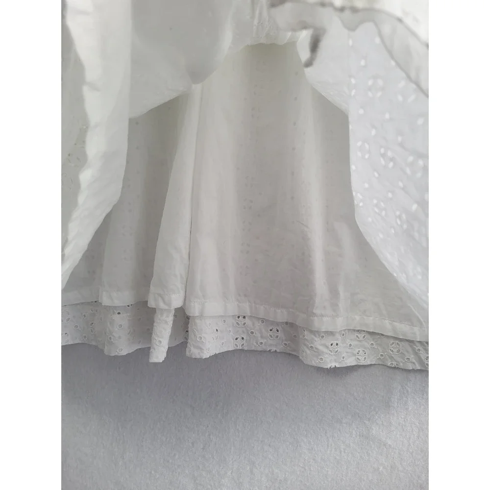 J Crew White Eyelet Cotton Sleeveless Button Front Midi Dress Cottagecore 10